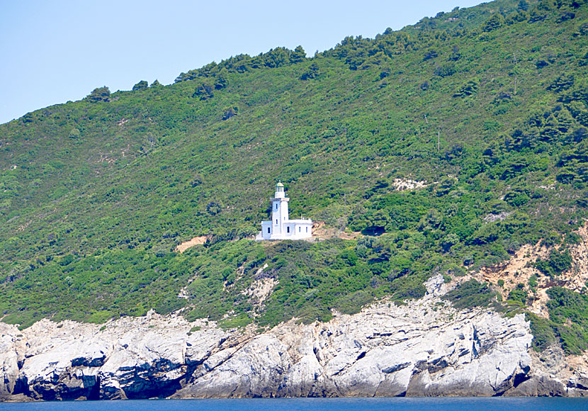The lighthouse is located about 27 kilometres from Skopelos Town, and about 9 kilometres from Glossa.