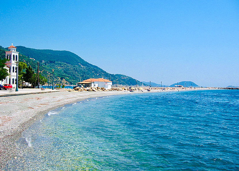 Loutraki beach on Skopelos in Greece.