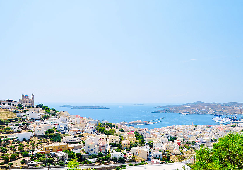 View of Ermoupolis from Ano Syros on the island of Syros in the Cyclades.