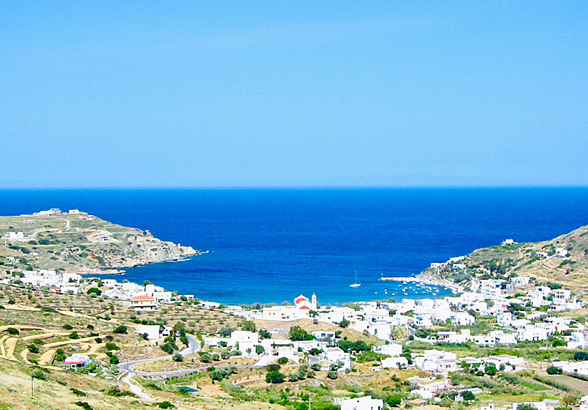 The beach, village and port of Kini on Syros.
