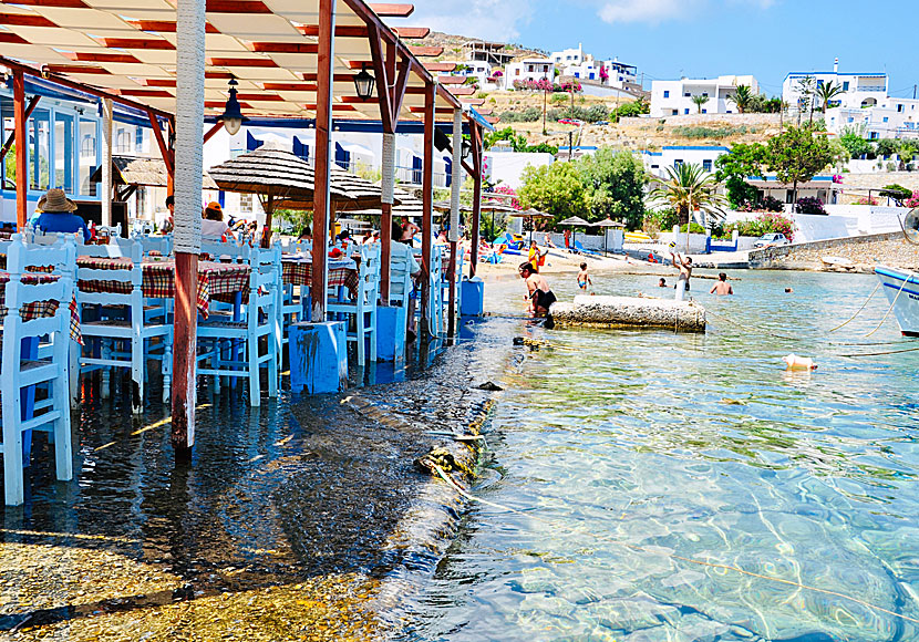 Achladi Restaurant at Achladi beach on Syros in Greece.