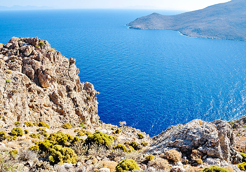 Tilos mighty mountains, dizzying cliffs and turquoise blue seas.