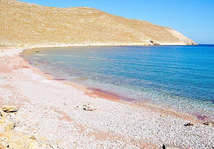 Skafi beach on the island of Tilos in the Dodecanese.