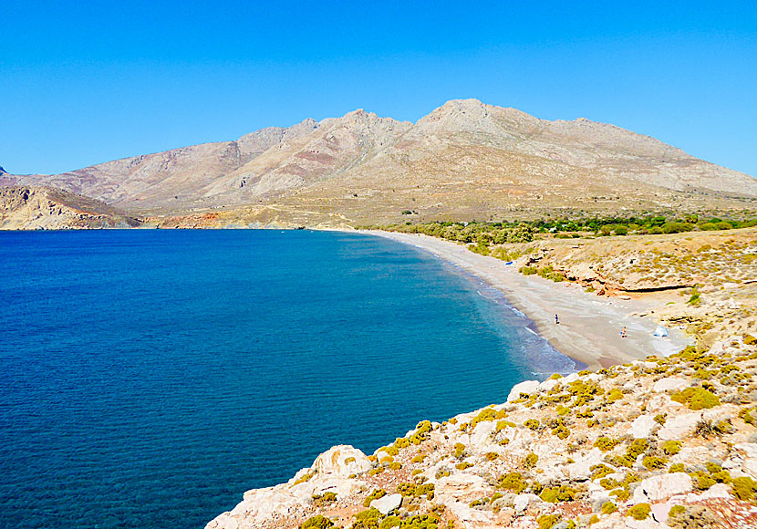 Don't miss Eristos beach when you visit the elephant museum and the elephant cave on the island of Tilos in Greece.
