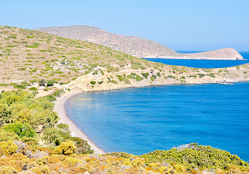Plaka beach on the island of Tilos near Rhodes in the Dodecanese archipelago.