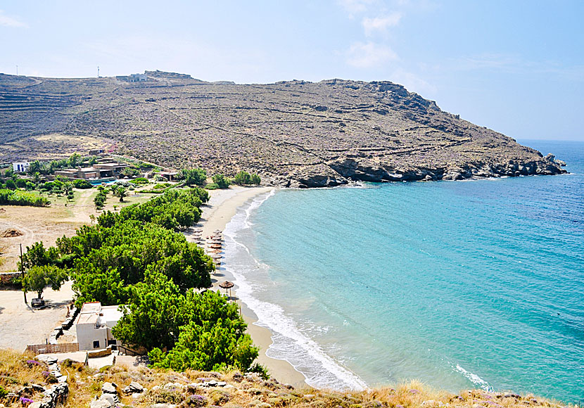 Kalivia beach is located below the village of Kardiani on Tinos.