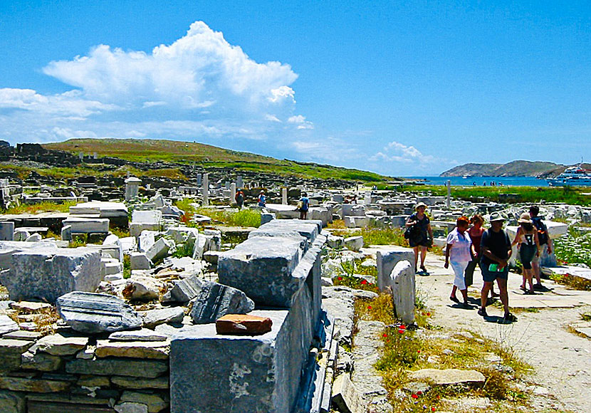Archaeological Delos in the Cyclades. Delos is just west of Mykonos and according to mythology, Apollo was born here.