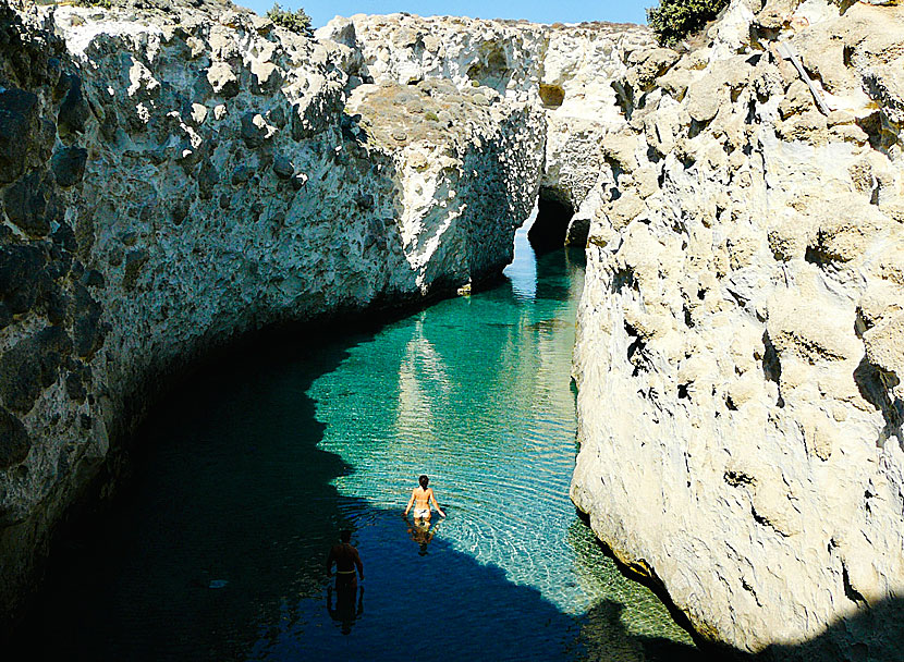 Don't miss the awesome Papafragas cave beach when you're on Milos.