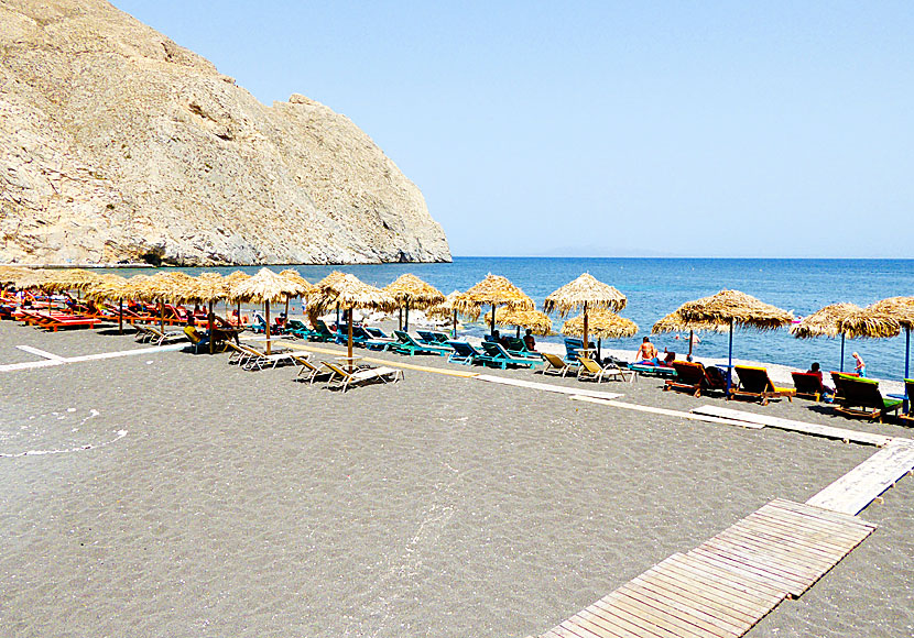 Perissa with its good hotels, restaurants and long beach is the most popular charter resort on Santorini.