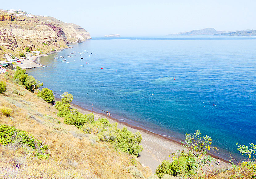 Caldera beach is one of the least known beaches on Santorini.