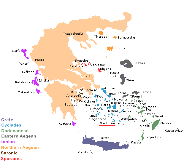 Map of Greece. Santorini.