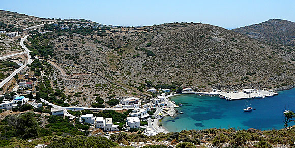 Megalo Chorio on the top, and Agios Georgios by the sea.