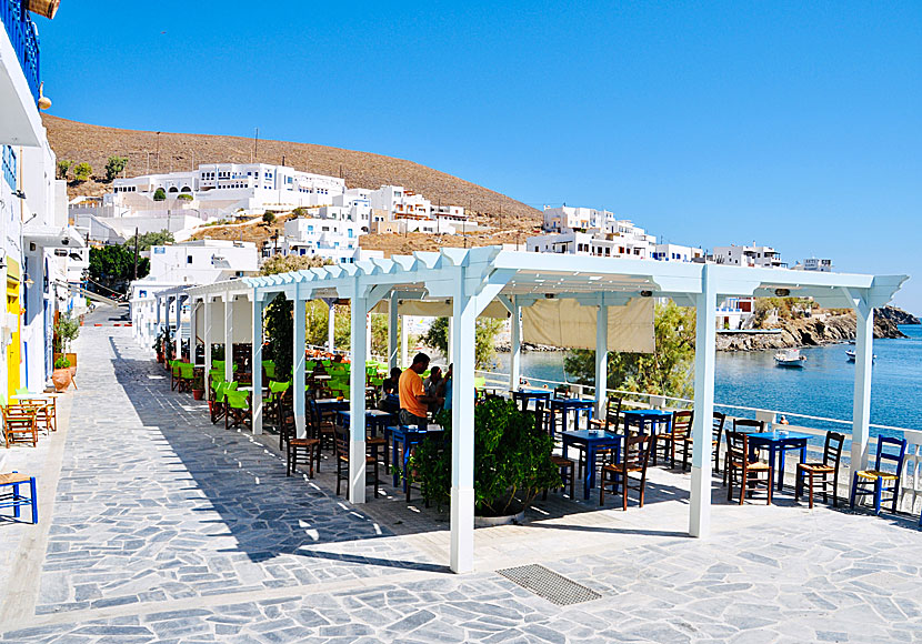Tavernas and restaurants in the port of Pera Gialos on Astypalea.