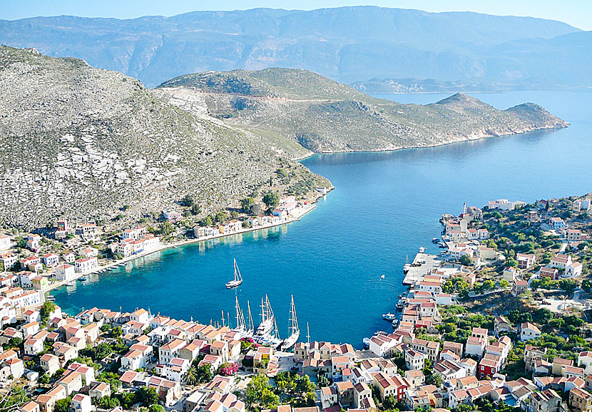From the mountain above Megisti on Kastellorizo ??you have a fantastic view of the village of Kaz in Turkey.