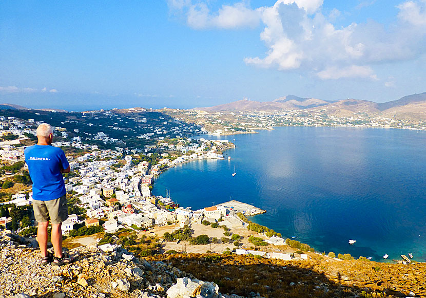 View of beautiful Agia Marina, Alinda and Kastro on the island of Leros in Greece.