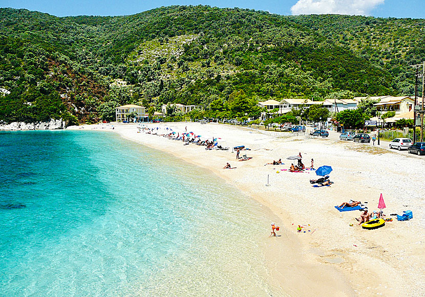 Mikros Gialos beach is the best beach on the east coast of Lefkada.