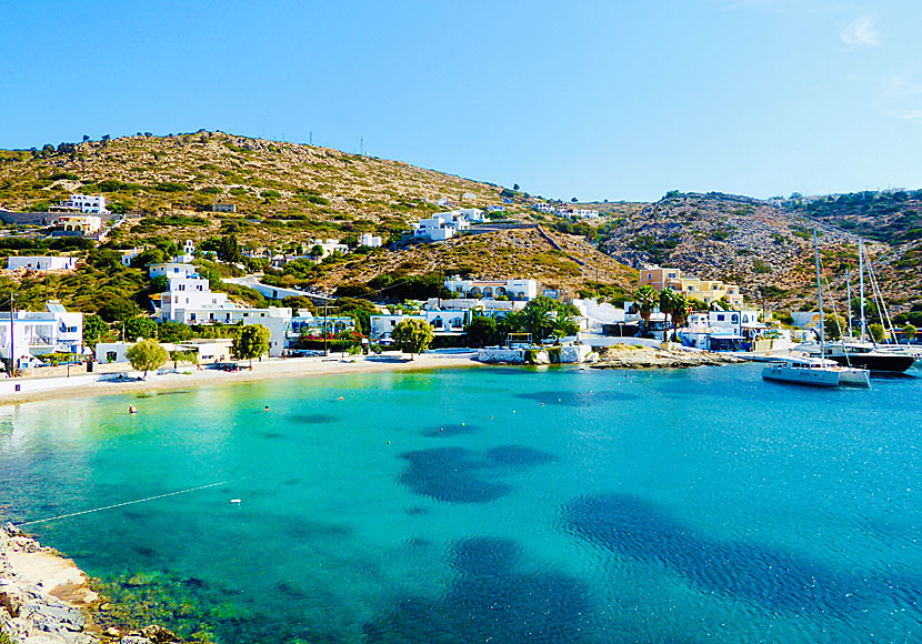 The port beach on Agathonissi seen from the road to Spilia beach