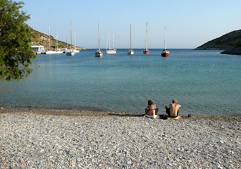 The many yachts is one of the island's few attractions in Agathonissi.