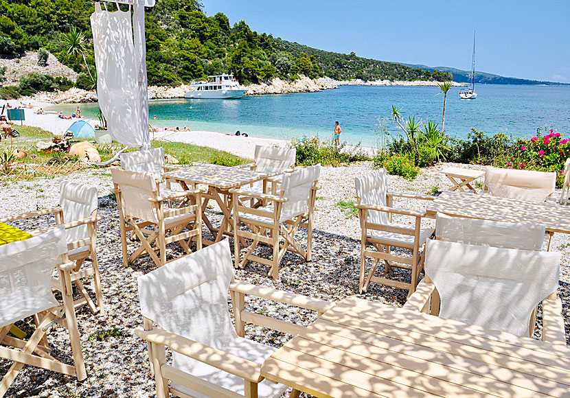 Excursion boats from Skiathos and Skopelos often stop at Leftos Gialos beach on Alonissos.