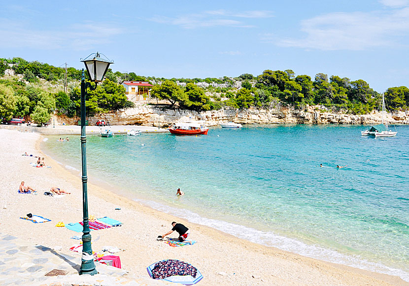 The beach of Roussoum on Alonissos.