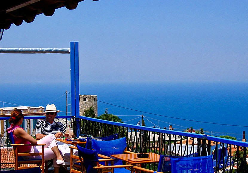 Windmills and bars in Chora on Alonissos.