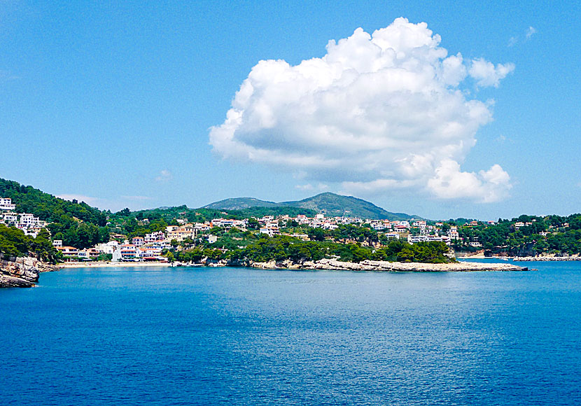 The villages of Roussoum and Votsi near Patitiri on Alonissos in Greece.