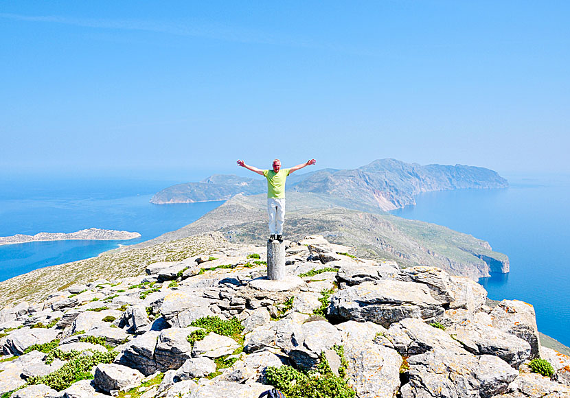 Kalimera Janne on top of the mountain Profitis Ilias on Amorgos.