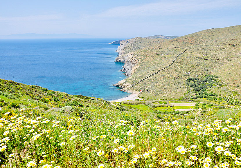 Finikies beach below the small village of Lefkes and Minoa on Amorgos.