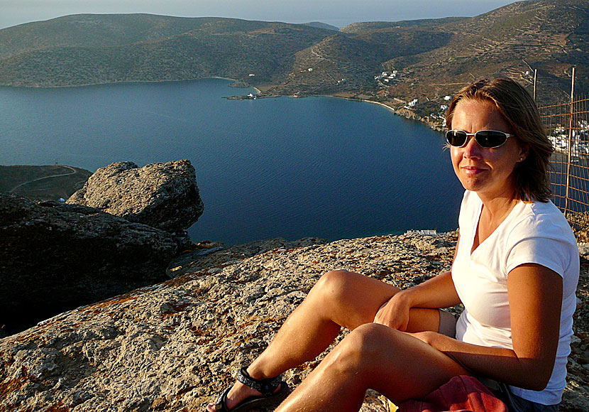 The view from Minoa is more worth seeing than the ancient city of Minoa. Maltezi beach in the middle. Amorgos.