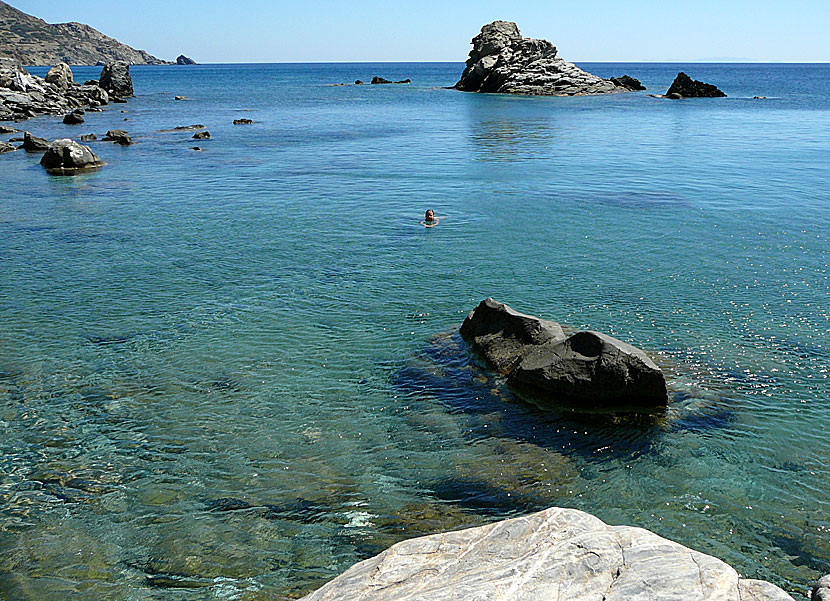 The best beaches in Amorgos. Amoudia beach. 