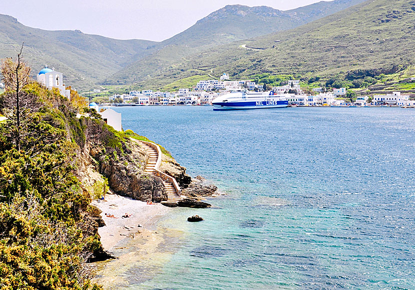 The best beaches in Amorgos. Nekrotafeio beach. 