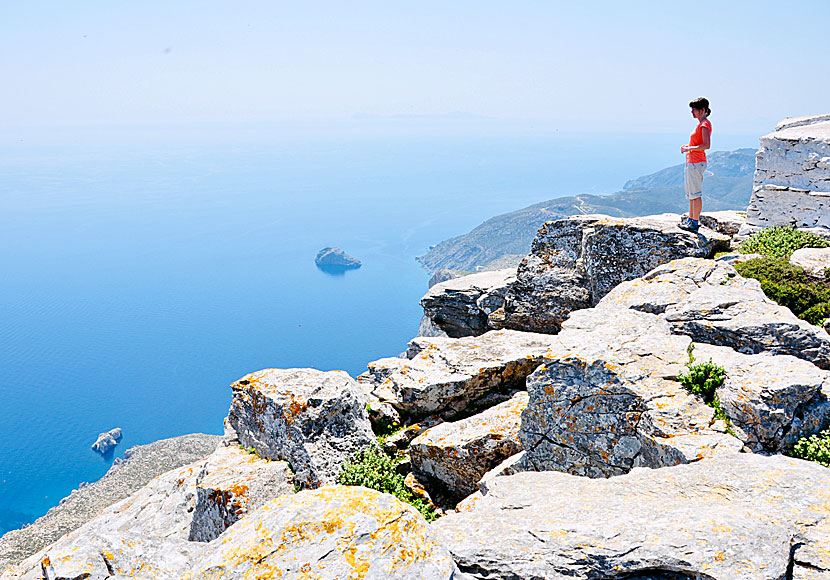 The big blue and rock bath Agia Anna on Amorgos in Greece.