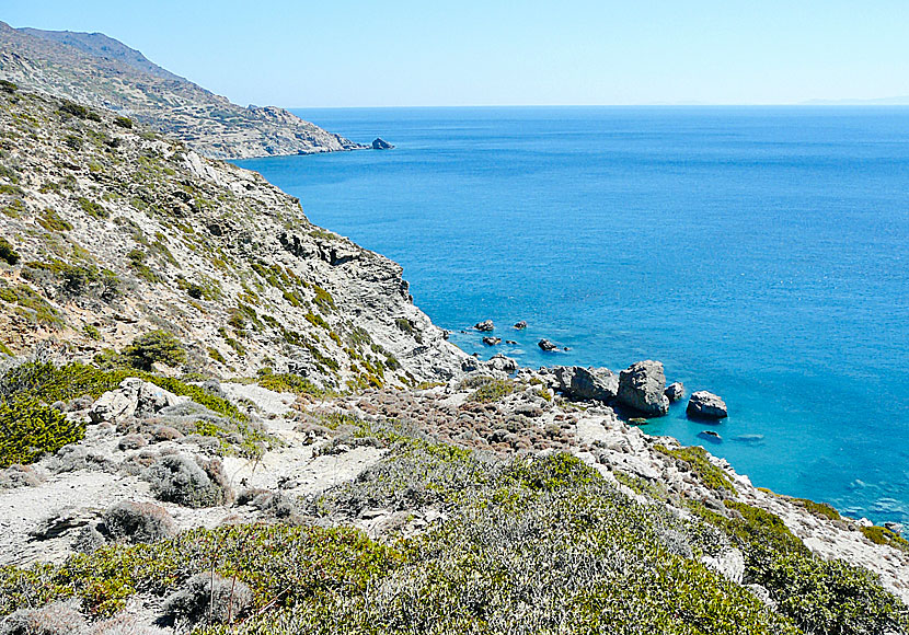 The path that goes to Amoudi beach on Amorgos in the Cyclades.