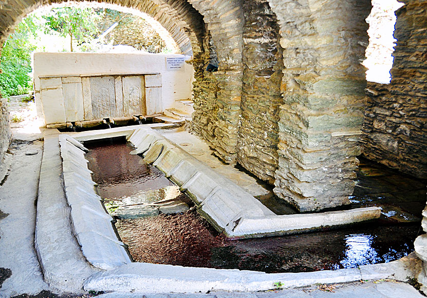 The laundry facility in Aidonia is made of marble and is still in use today.
