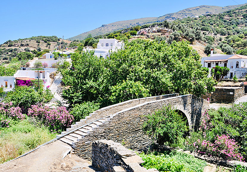 The beautiful stone bridge in Aladinou on Andros.