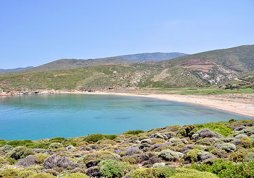 Ateni beach on northeastern Andros in the Cyclades.