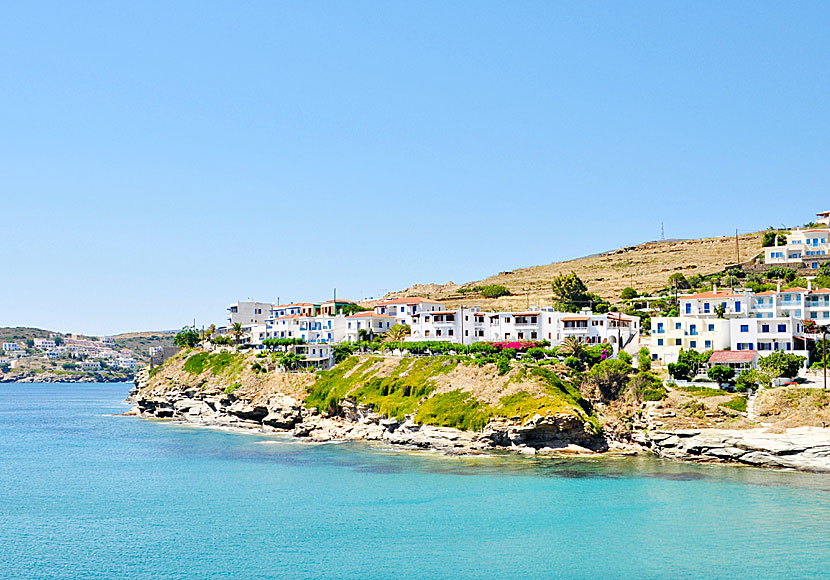 Hotels and pensions above Stivari beach in Aneroussa.