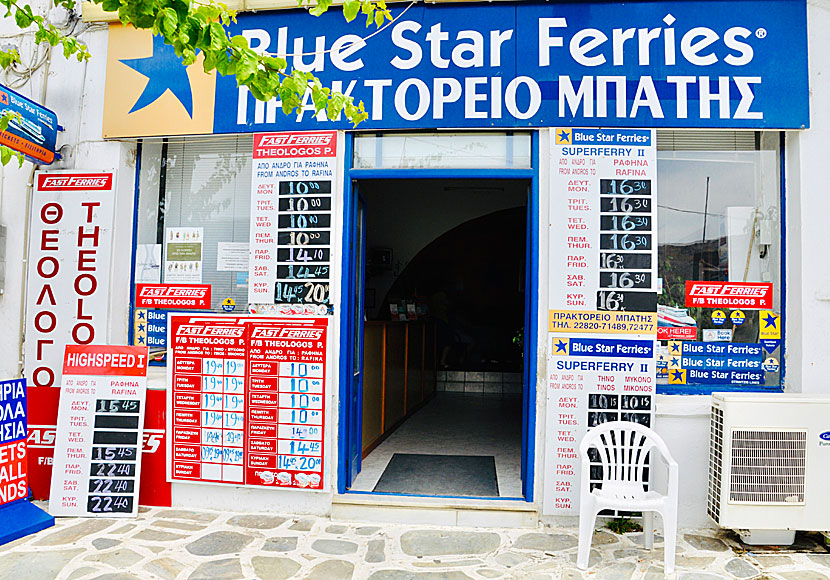 In Gavrio there are travel agencies where you can buy tickets for Blue Star Ferries ferries, among others.