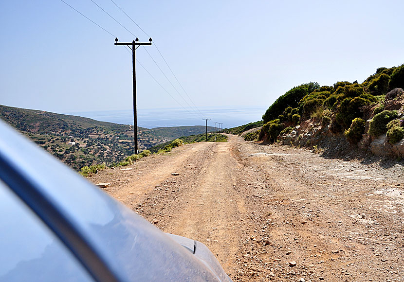 The gravel road to Vitali beach on eastern Andros.