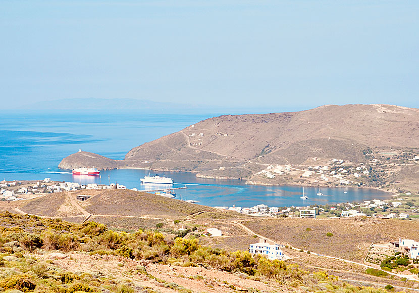 The port of Gavrio on Andros is one of the busiest ports in the Cyclades.