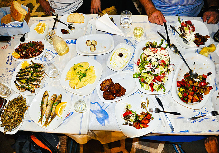 The restaurants in Batsi serve generous portions and very good Greek food.