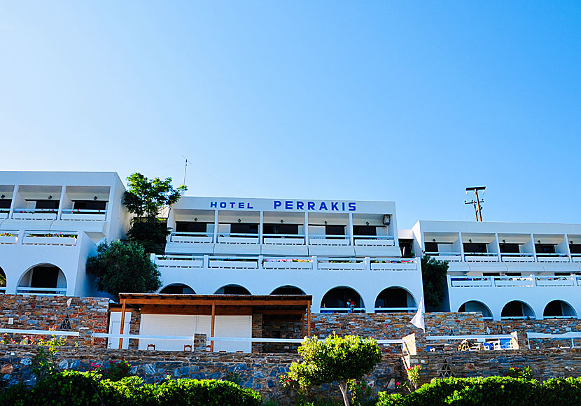 Hotel Perrakis above Kypri beach on Andros in Greece.