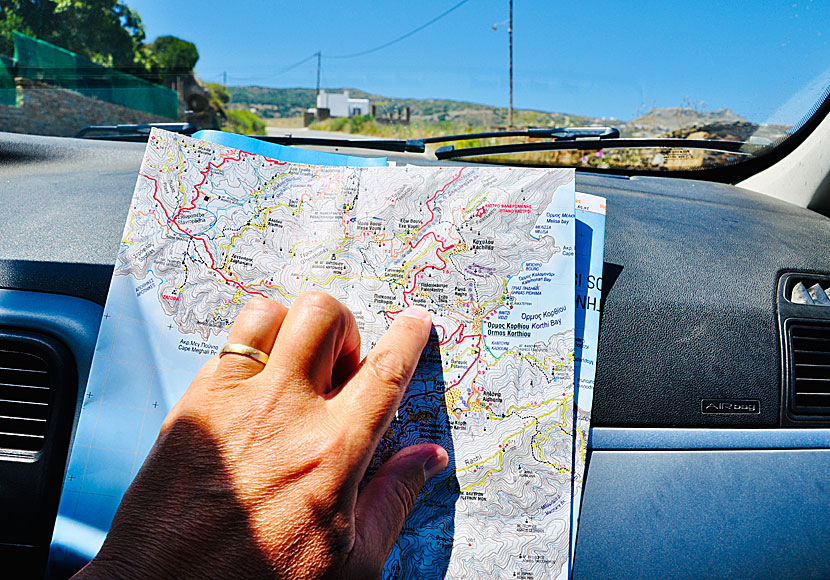 When you rent a car on Andros you need a good map because the distances are long.