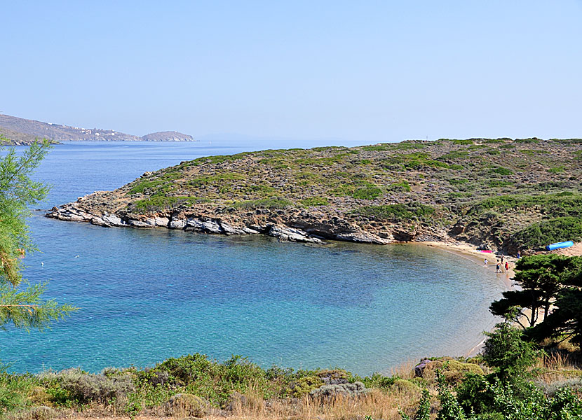 The best beaches on Andros. Kolona beach. 