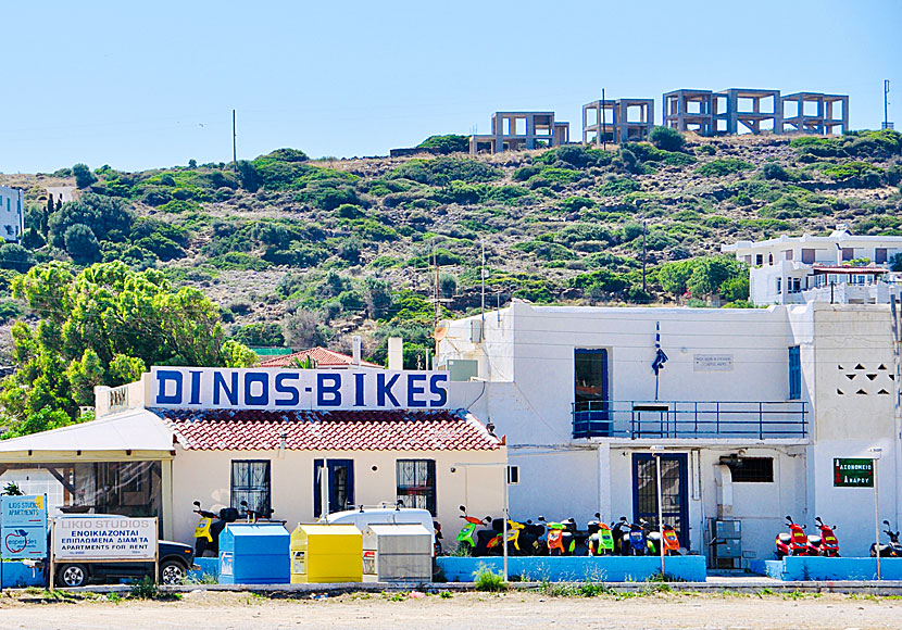 Rent a moto bike and bicycle in Batsi, Chora and Gavrio on Andros.