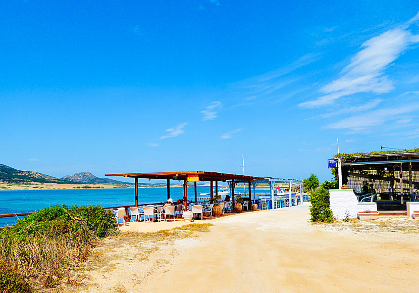 Tavernas and restaurants at Agios Georgios beach in southern Antiparos. 