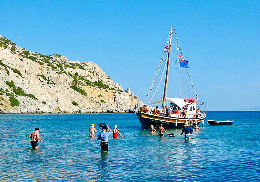 On excursion around Antiparos with the boat Alexandros.