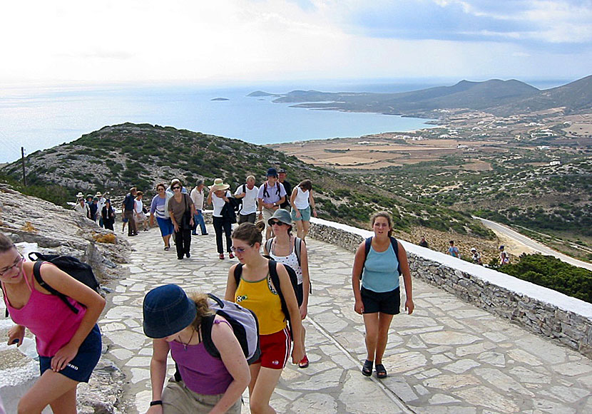 Bus to the cave departs from Antiparos port and the bus stops below the cave.