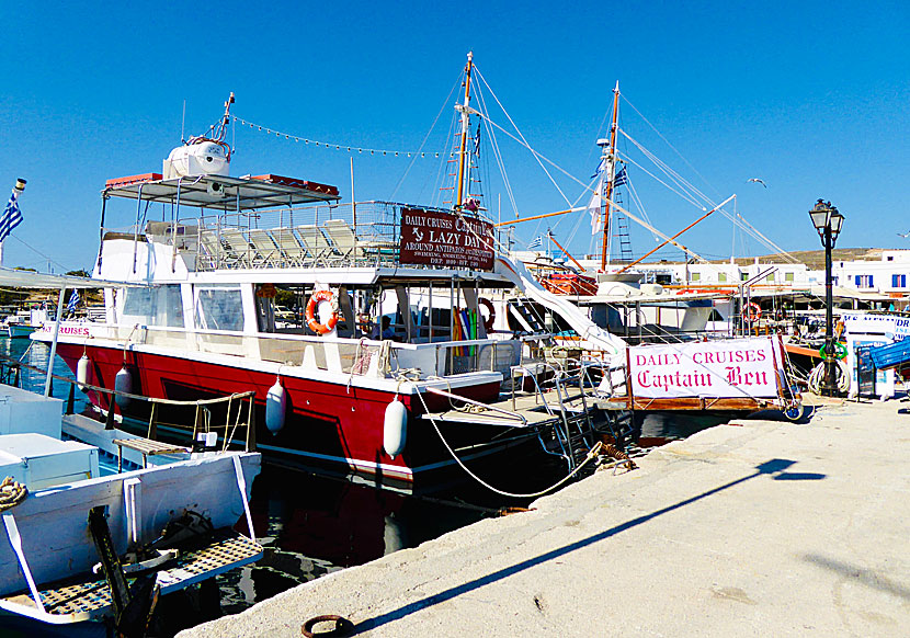 The excursion boat Captain Ben in the port of Antiparos.