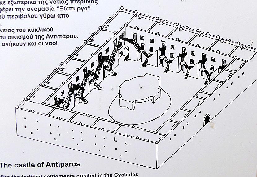 Map of Kastro in Chora on Antiparos in the Cyclades.
